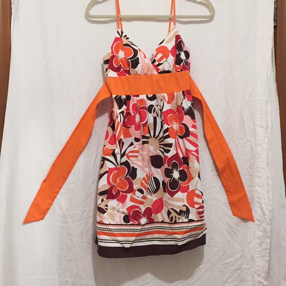 Junior My Michelle size 3 floral dress orange pink